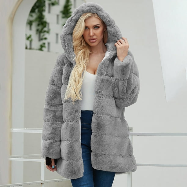 Real Fur Coat New Loose Womens Hooded Thicken Warm Outwear Parka Thicken S-7XL
